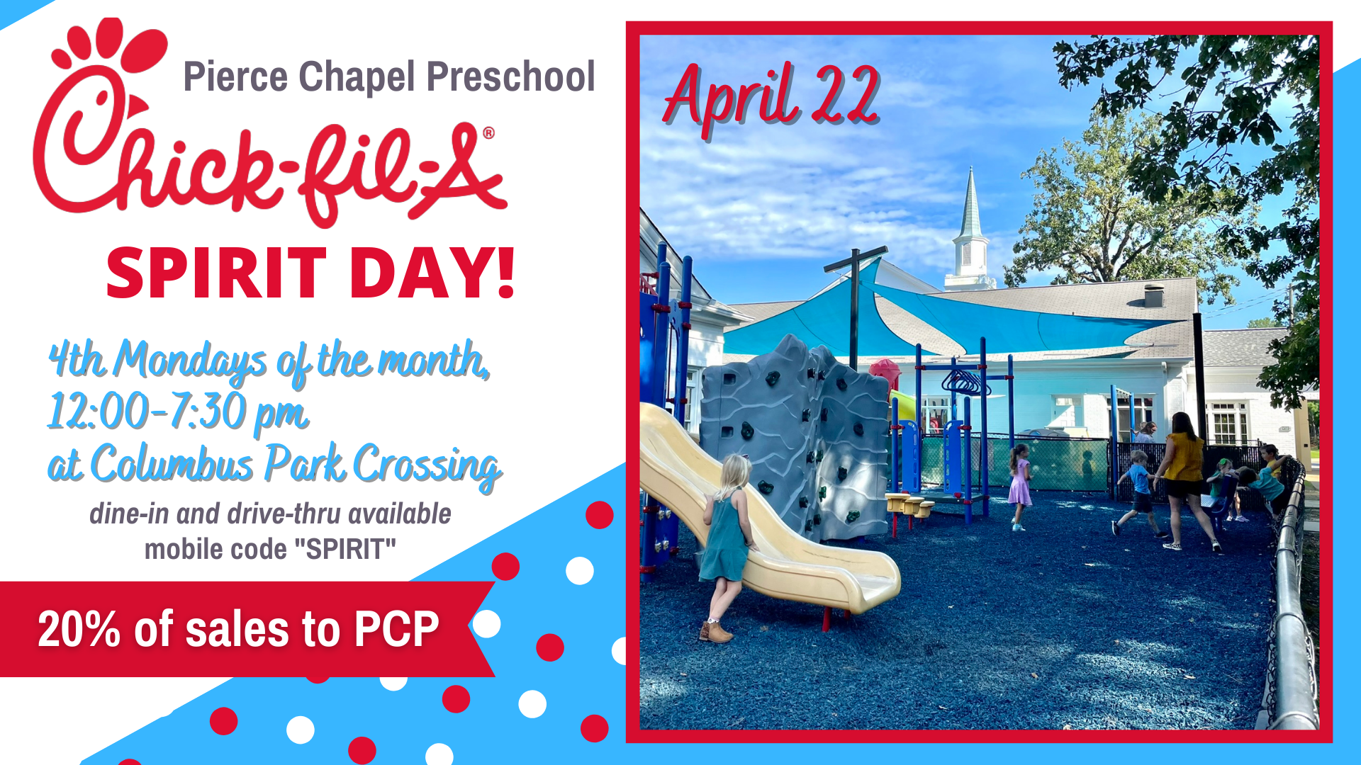 PC Preschool Chick-fil-A Spirit Day- April 22