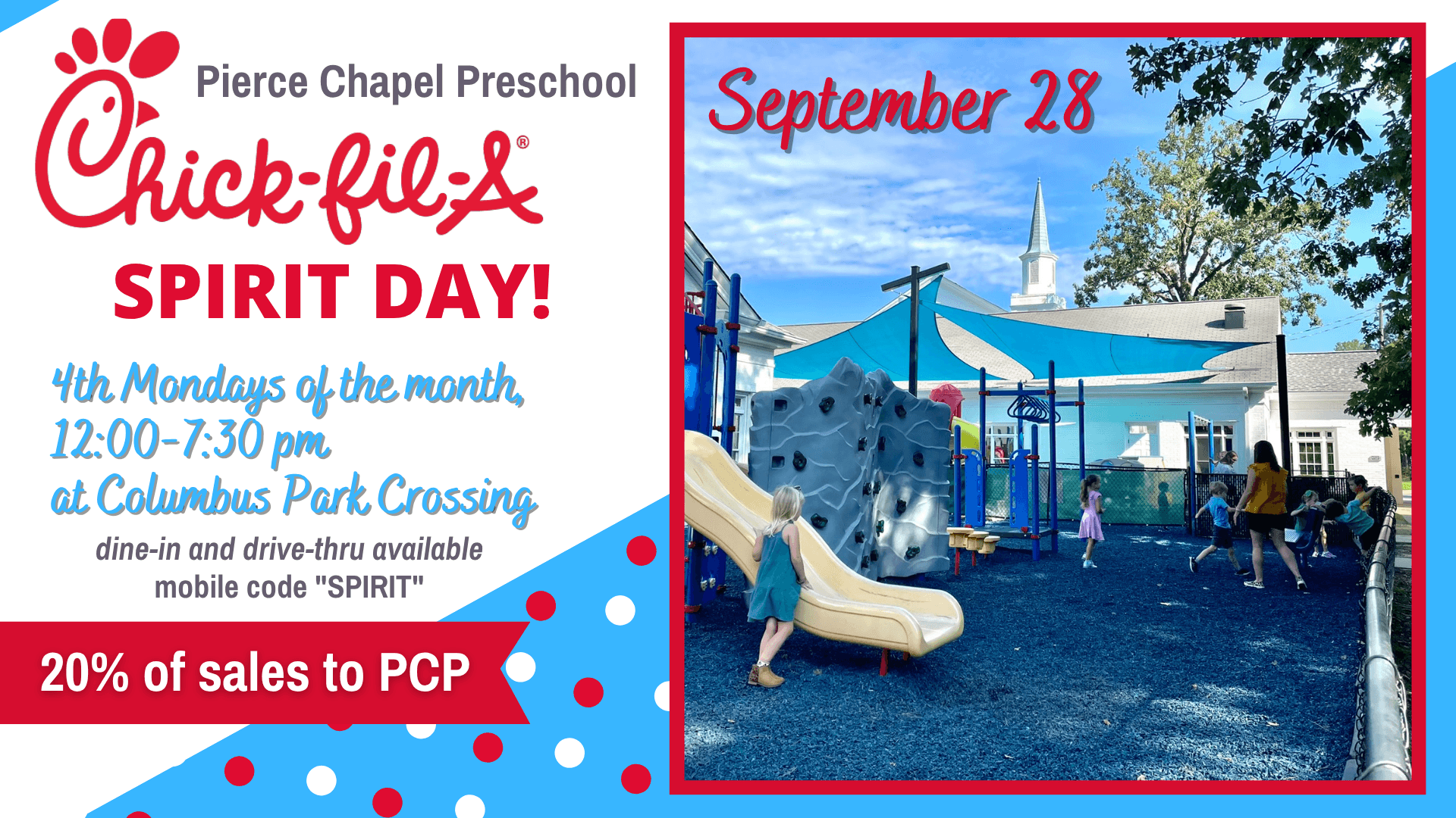PC Preschool Chick-fil-A Spirit Day- September 28