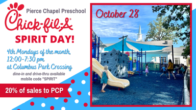 PC Preschool Chick-fil-A Spirit Day- October 28