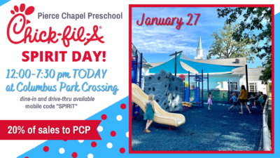 PC Preschool Chick-fil-A Spirit Day- January 27