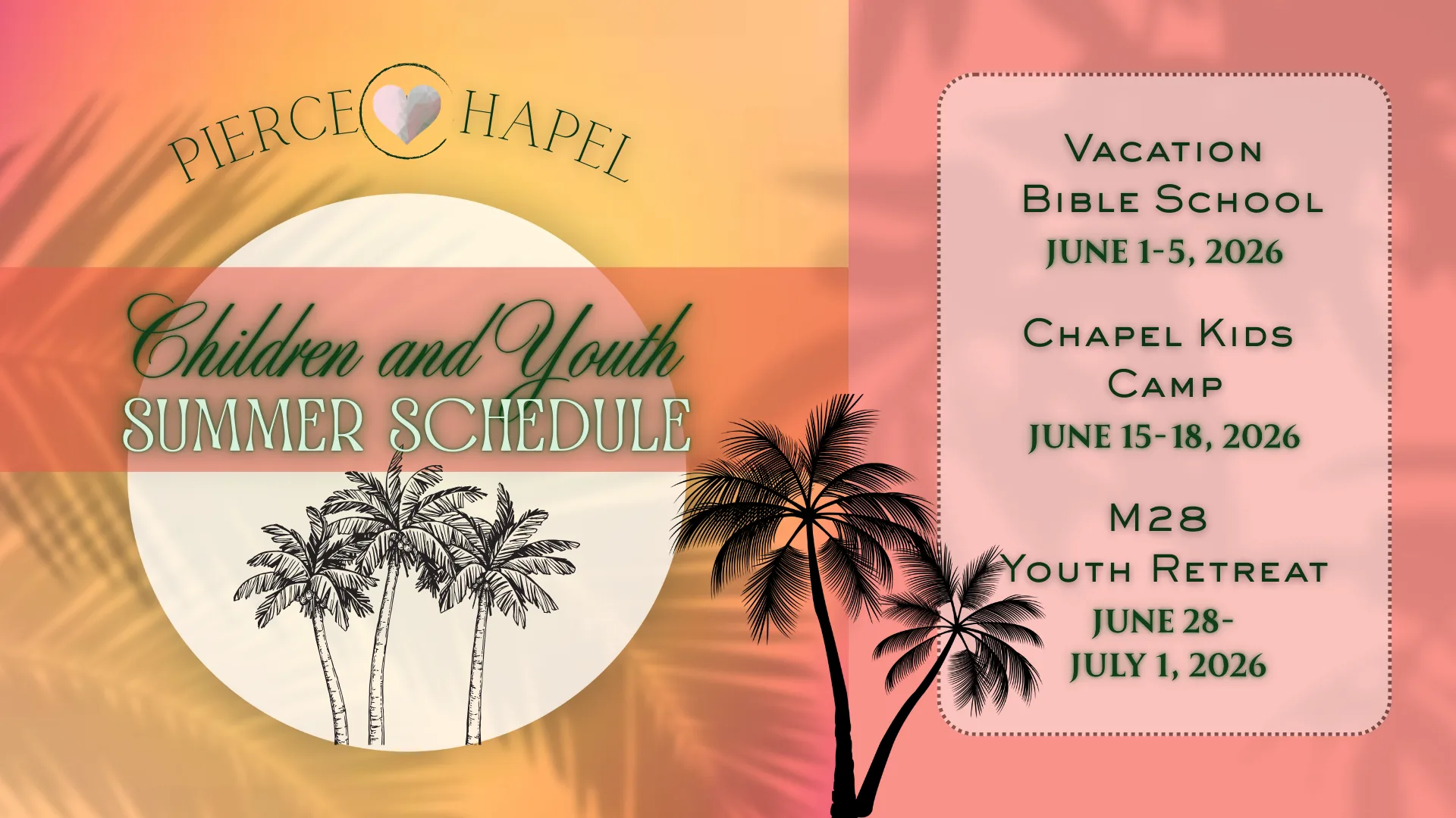 Children and Youth Summer Schedule