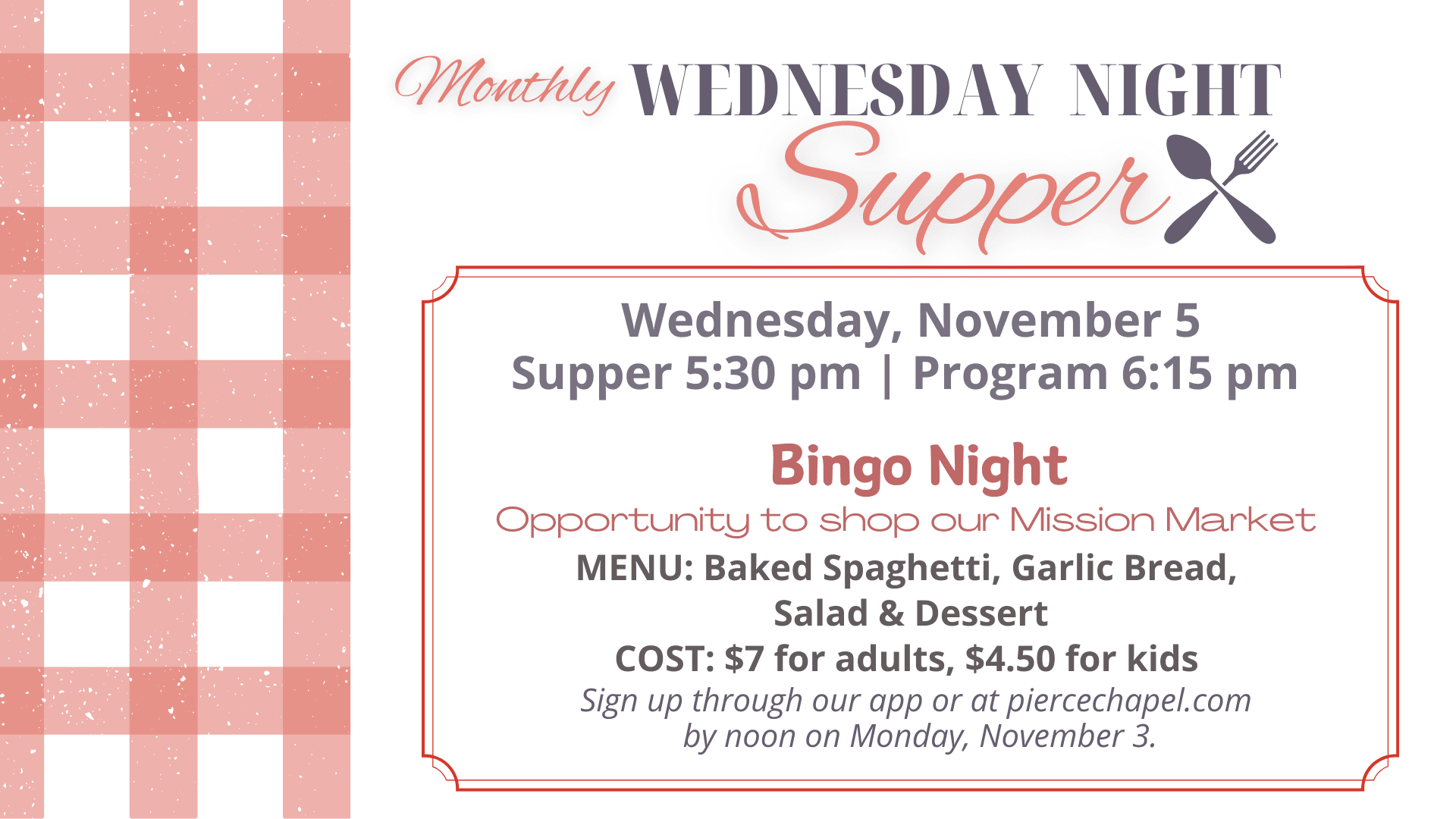 Wednesday Night Supper