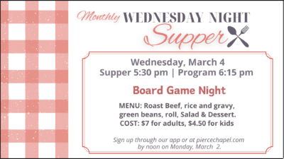 Wednesday Night Supper