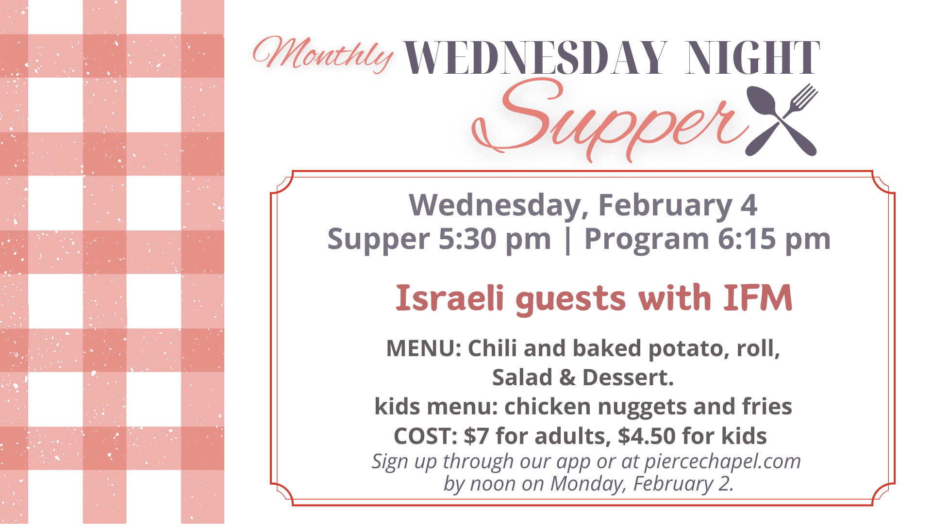 Wednesday Night Supper