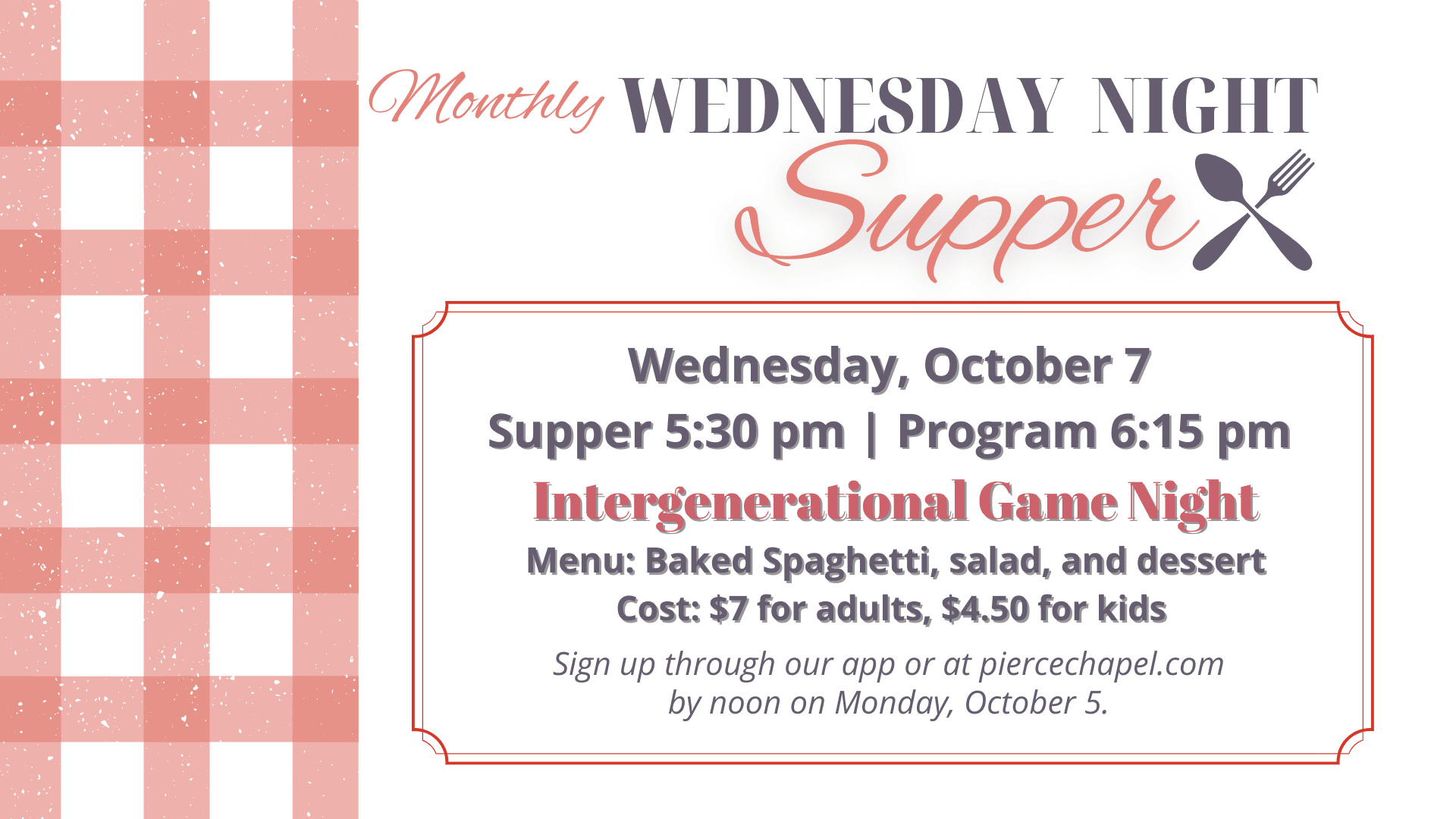 Wednesday Night Supper
